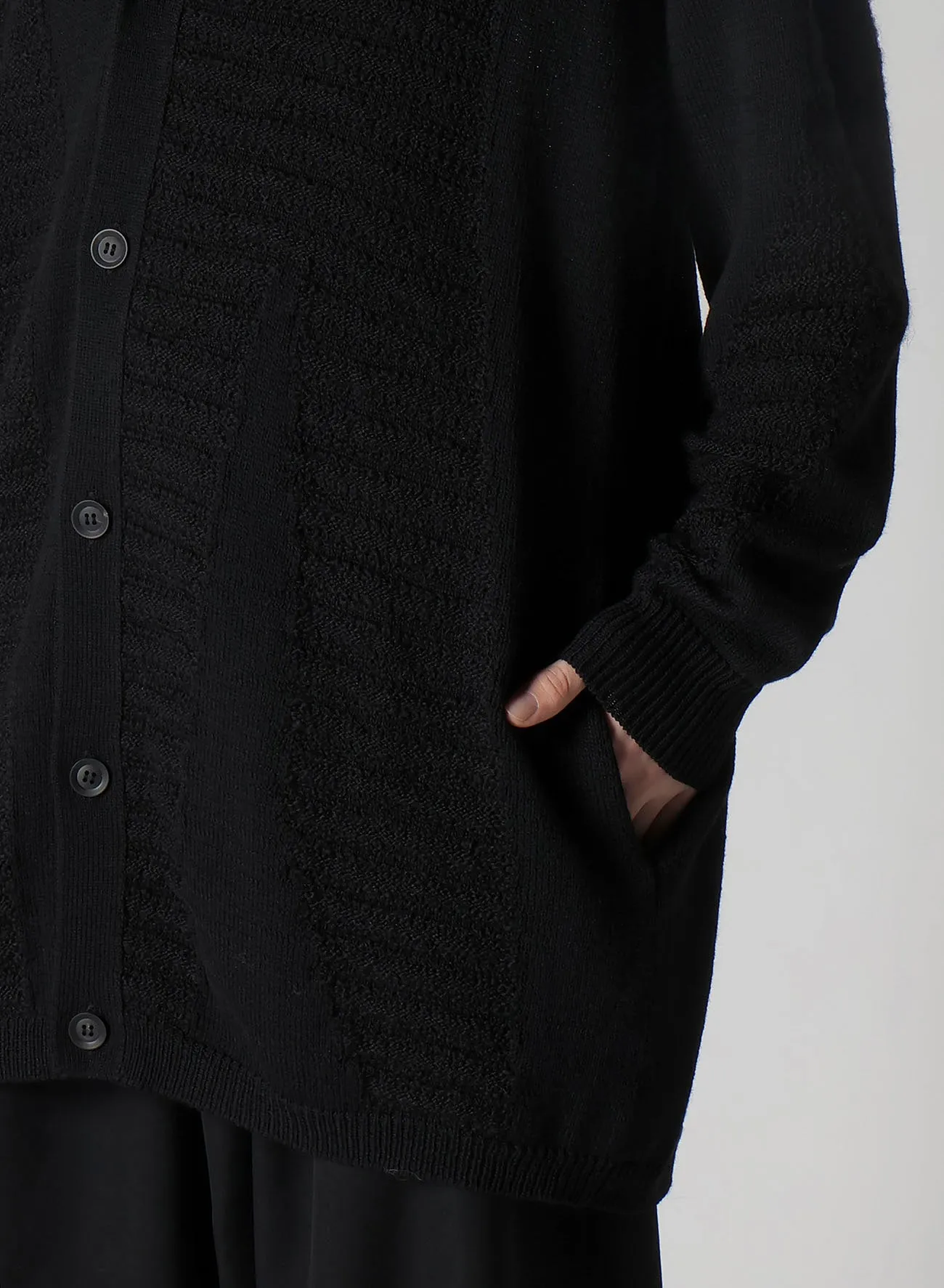 5G1P COMBINATION KNIT COMBINATION V NECK CARDIGAN sold by Yohji Yamamoto product image thumbnail 5