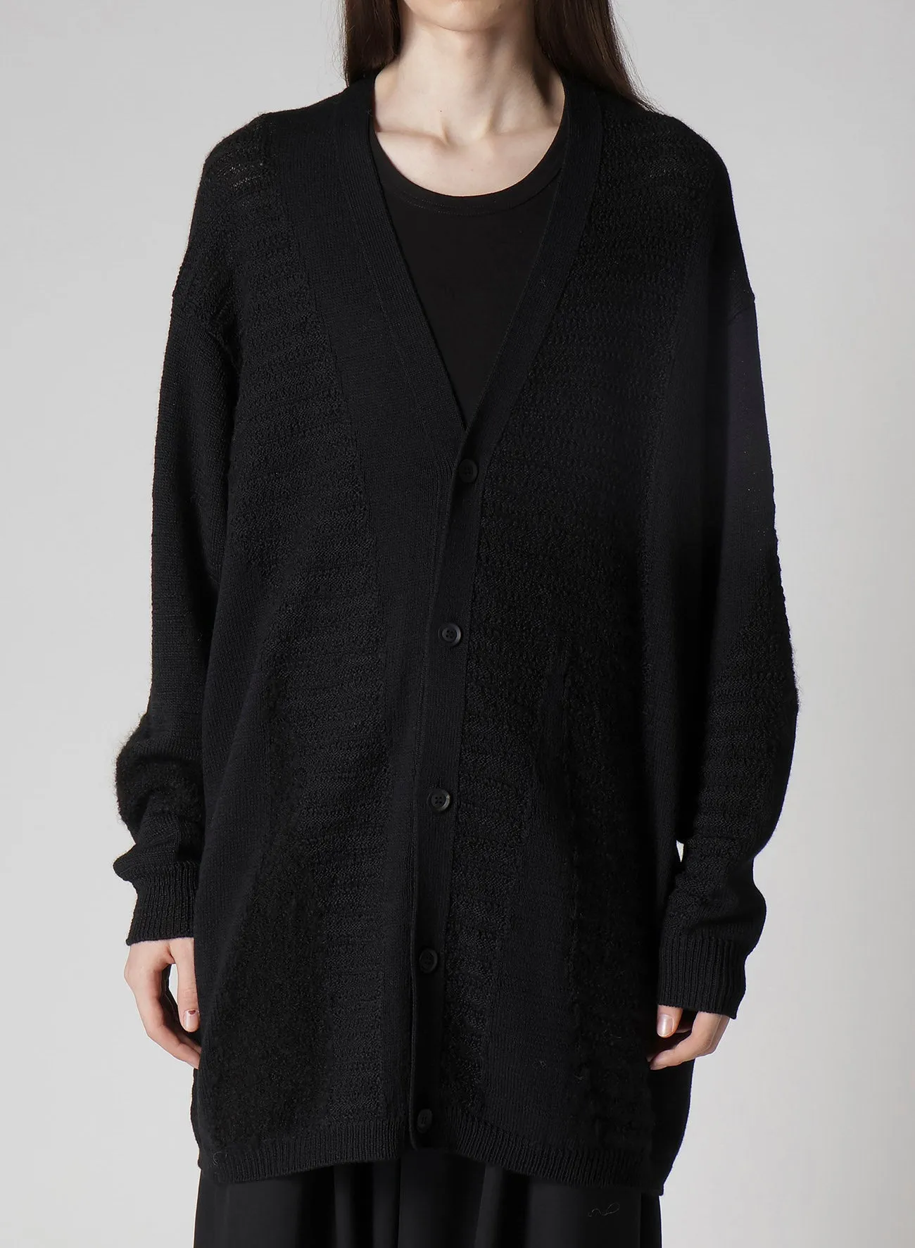 5G1P COMBINATION KNIT COMBINATION V NECK CARDIGAN sold by Yohji Yamamoto product image thumbnail 2