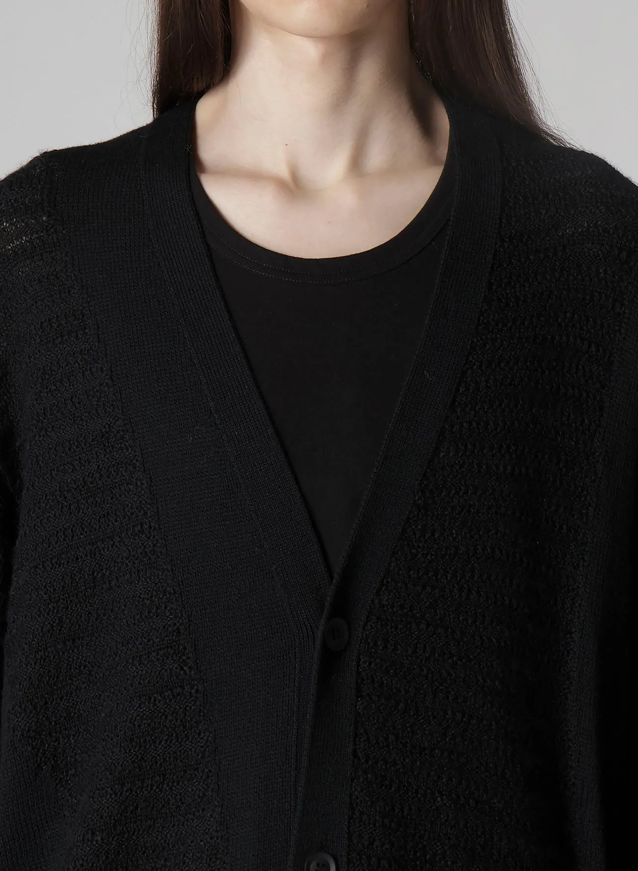 5G1P COMBINATION KNIT COMBINATION V NECK CARDIGAN sold by Yohji Yamamoto product image thumbnail 3