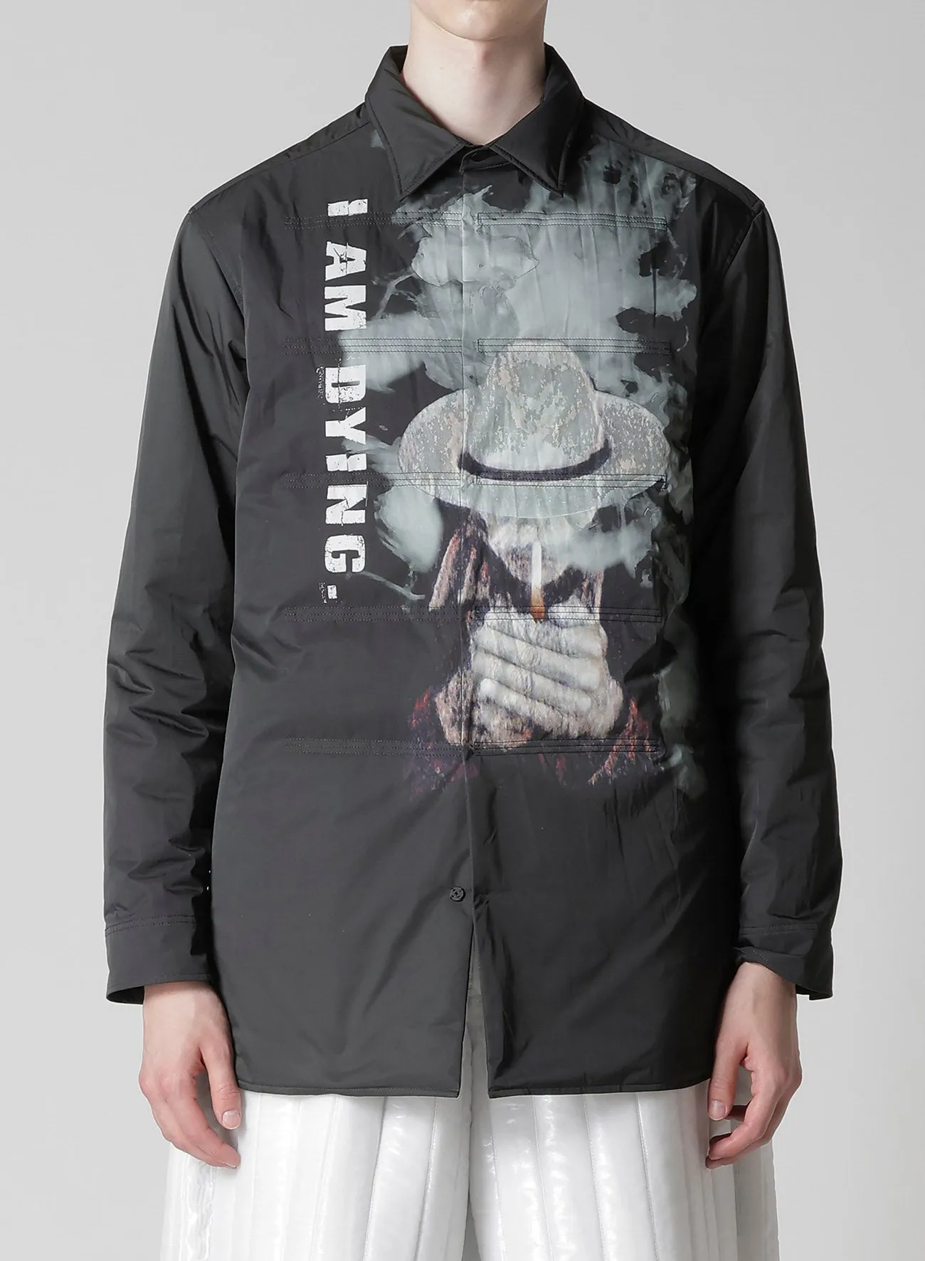 TOBACCO OLD MAN PRINTED PADDED BLOUSE sold by Yohji Yamamoto product image thumbnail 3