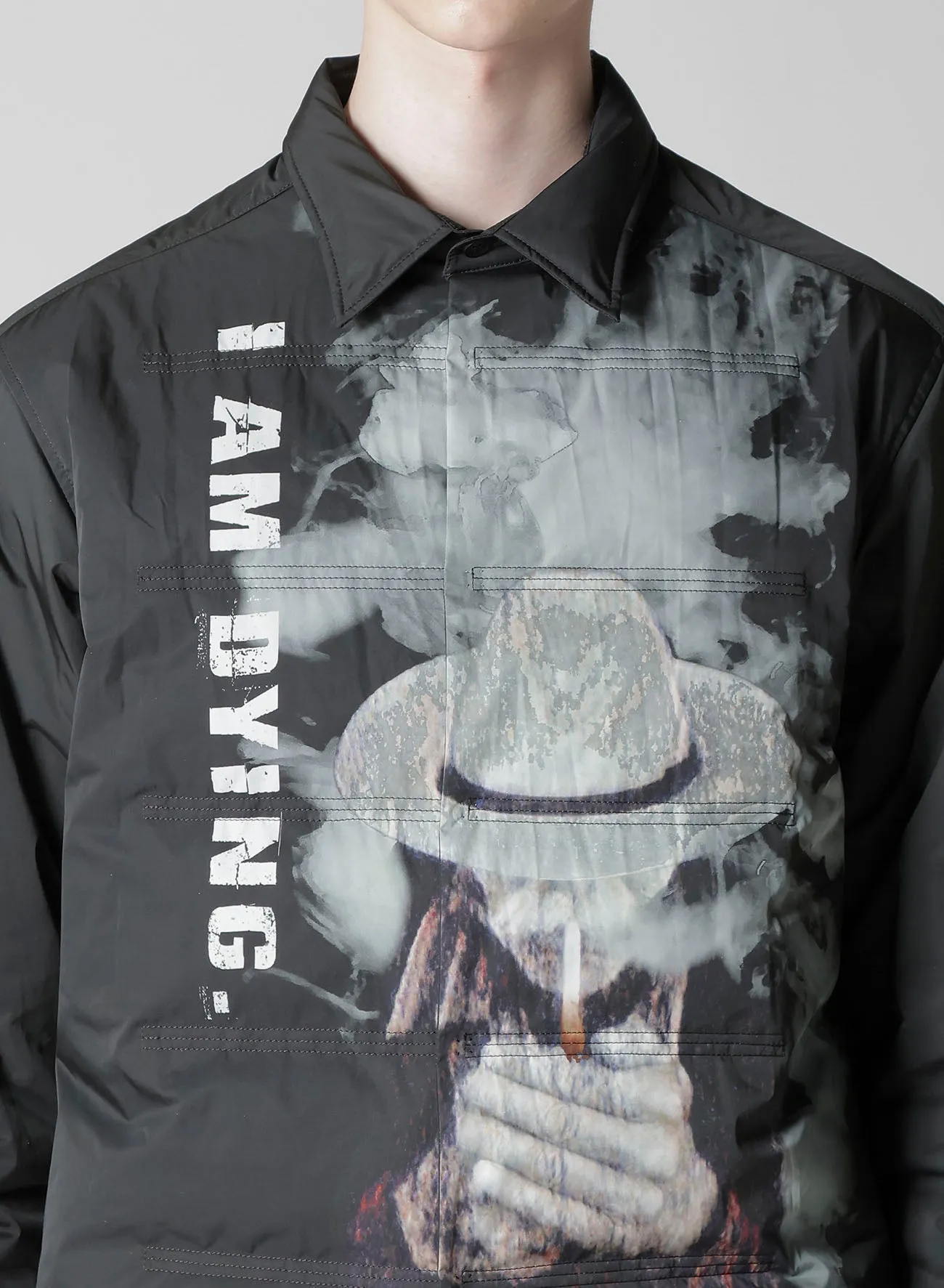TOBACCO OLD MAN PRINTED PADDED BLOUSE sold by Yohji Yamamoto product image thumbnail 4