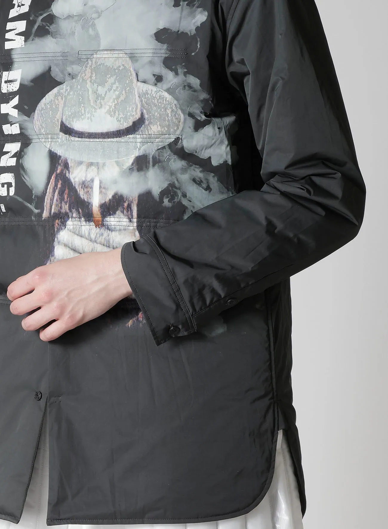TOBACCO OLD MAN PRINTED PADDED BLOUSE sold by Yohji Yamamoto product image thumbnail 5