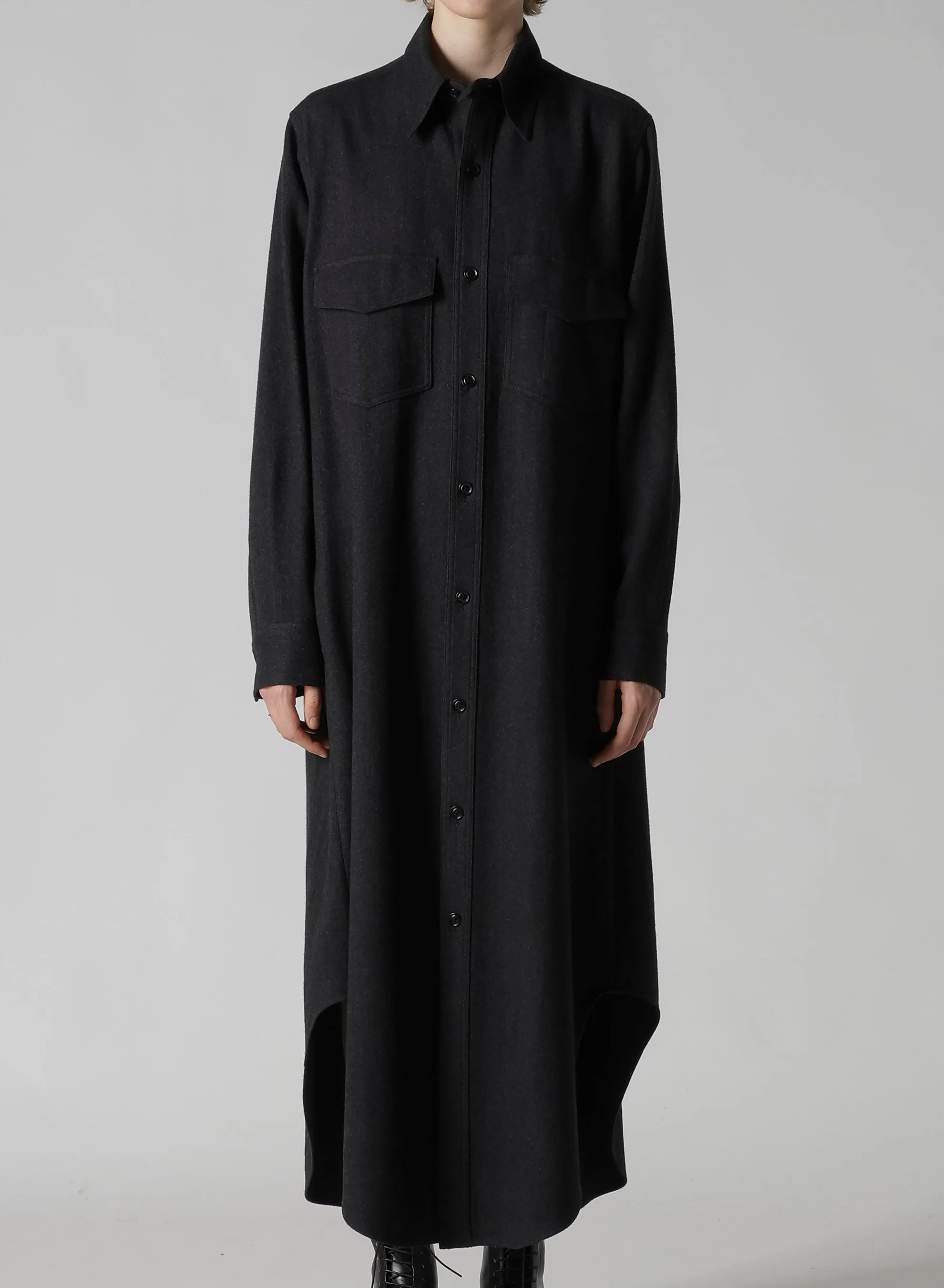 W/NY HERRINGBONE MILITARY LONG DRESS sold by Yohji Yamamoto product image thumbnail 4