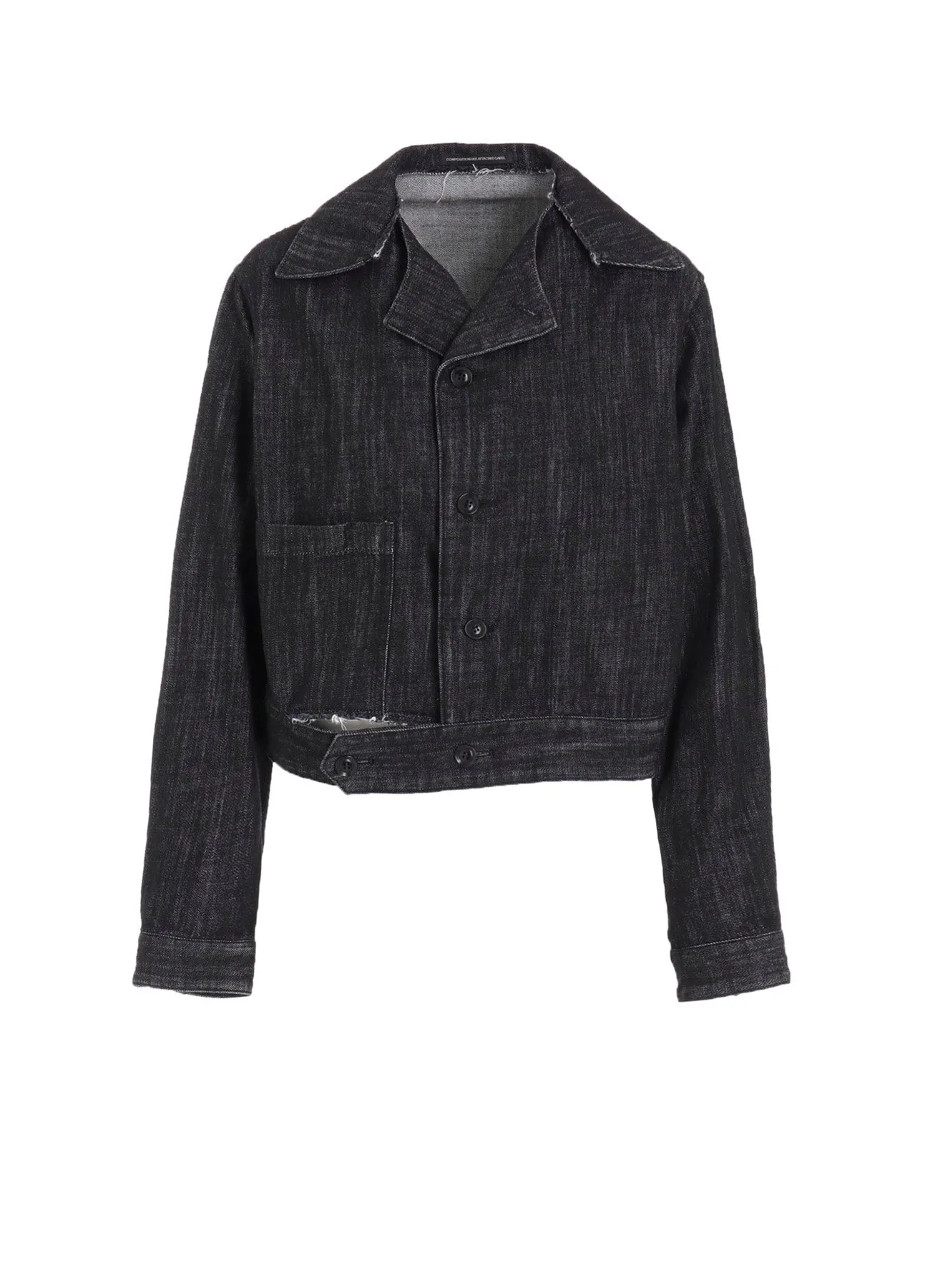 8OZ DENIM SLIT COLLART SHORT BLOUSE sold by Yohji Yamamoto