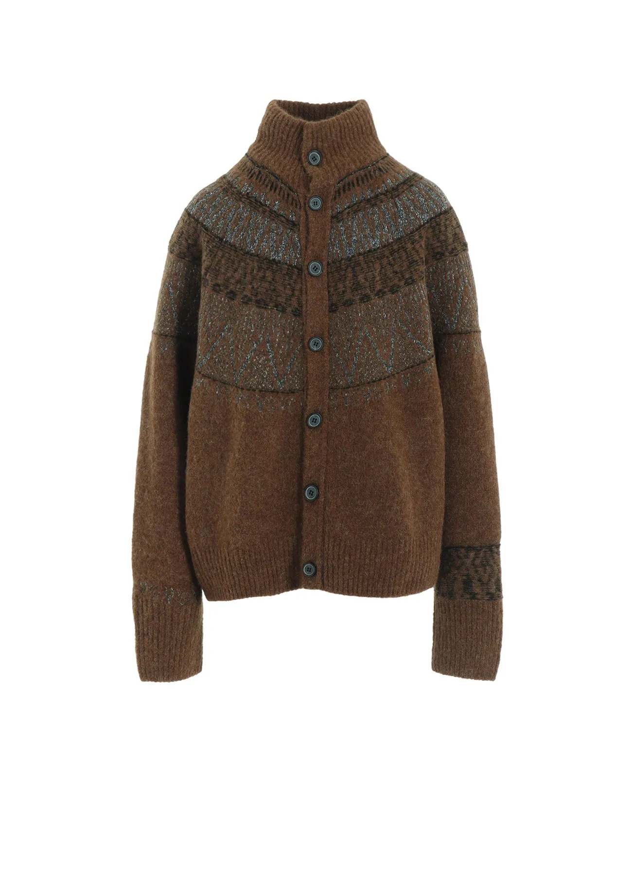 NORDIC DESIGN HIGH NECK KNIT CARDIGAN sold by Yohji Yamamoto