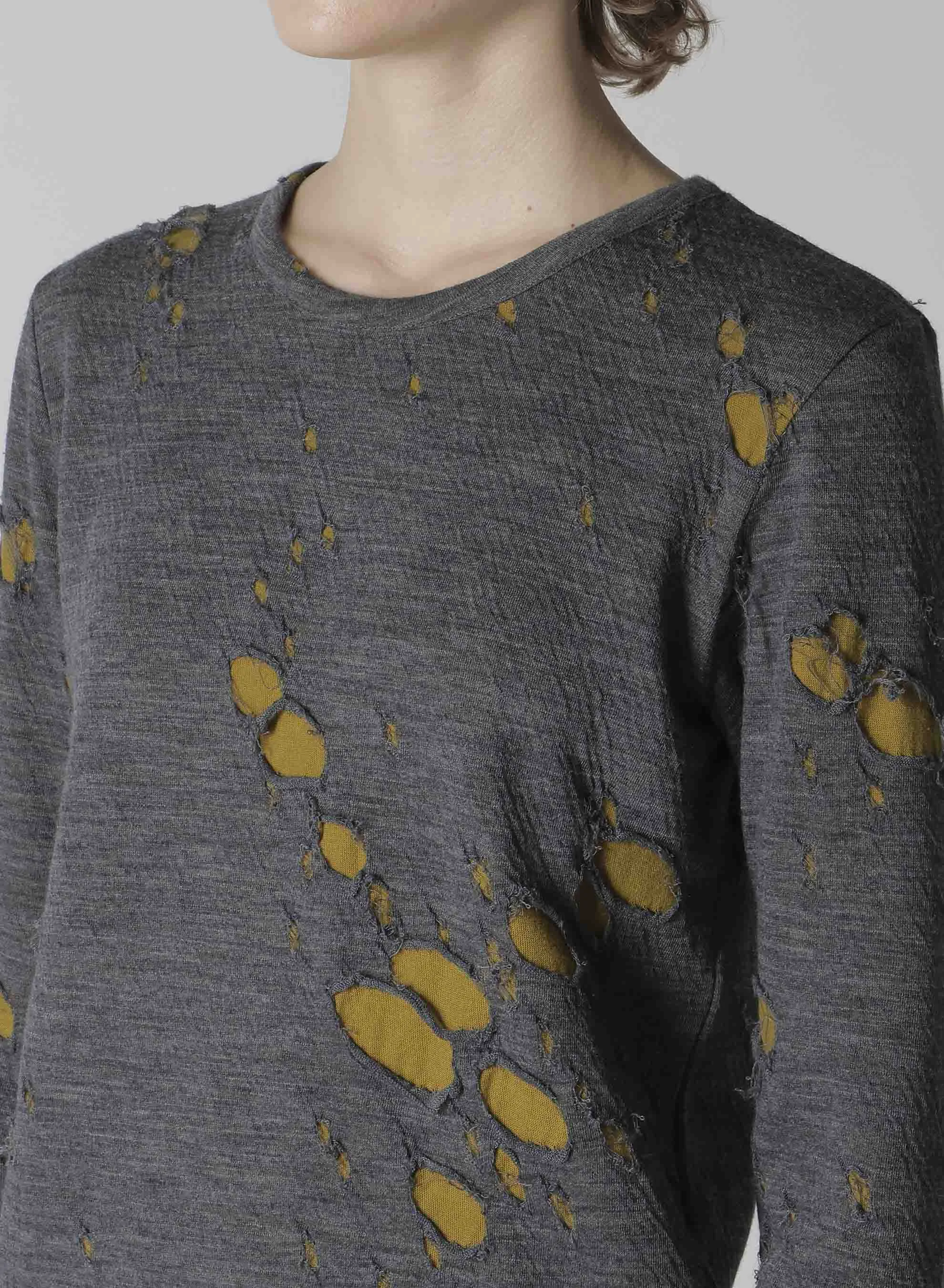 BONDED HOLE JQ ROUND NECK LONG T sold by Yohji Yamamoto product image thumbnail 5