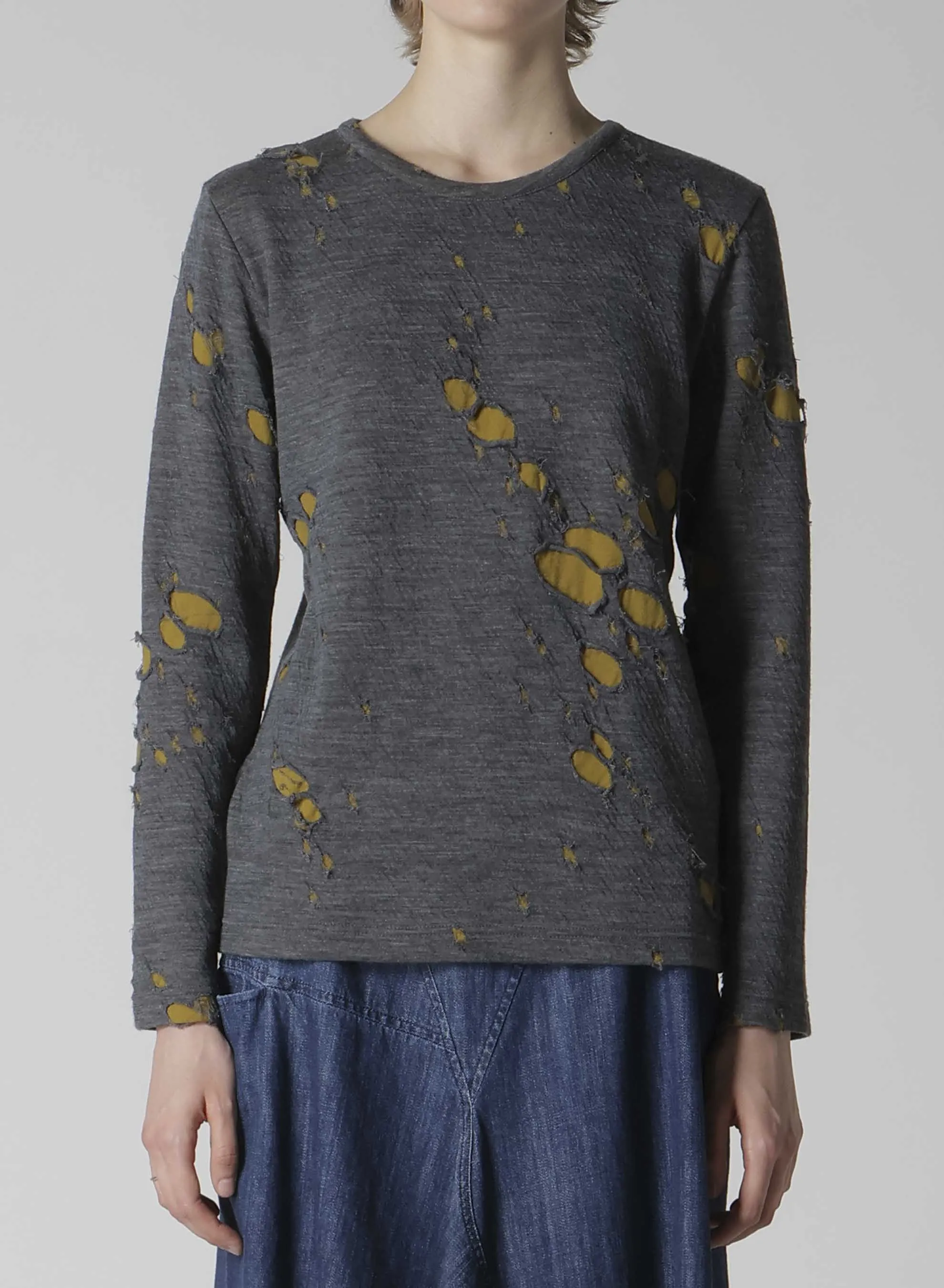 BONDED HOLE JQ ROUND NECK LONG T sold by Yohji Yamamoto product image thumbnail 4