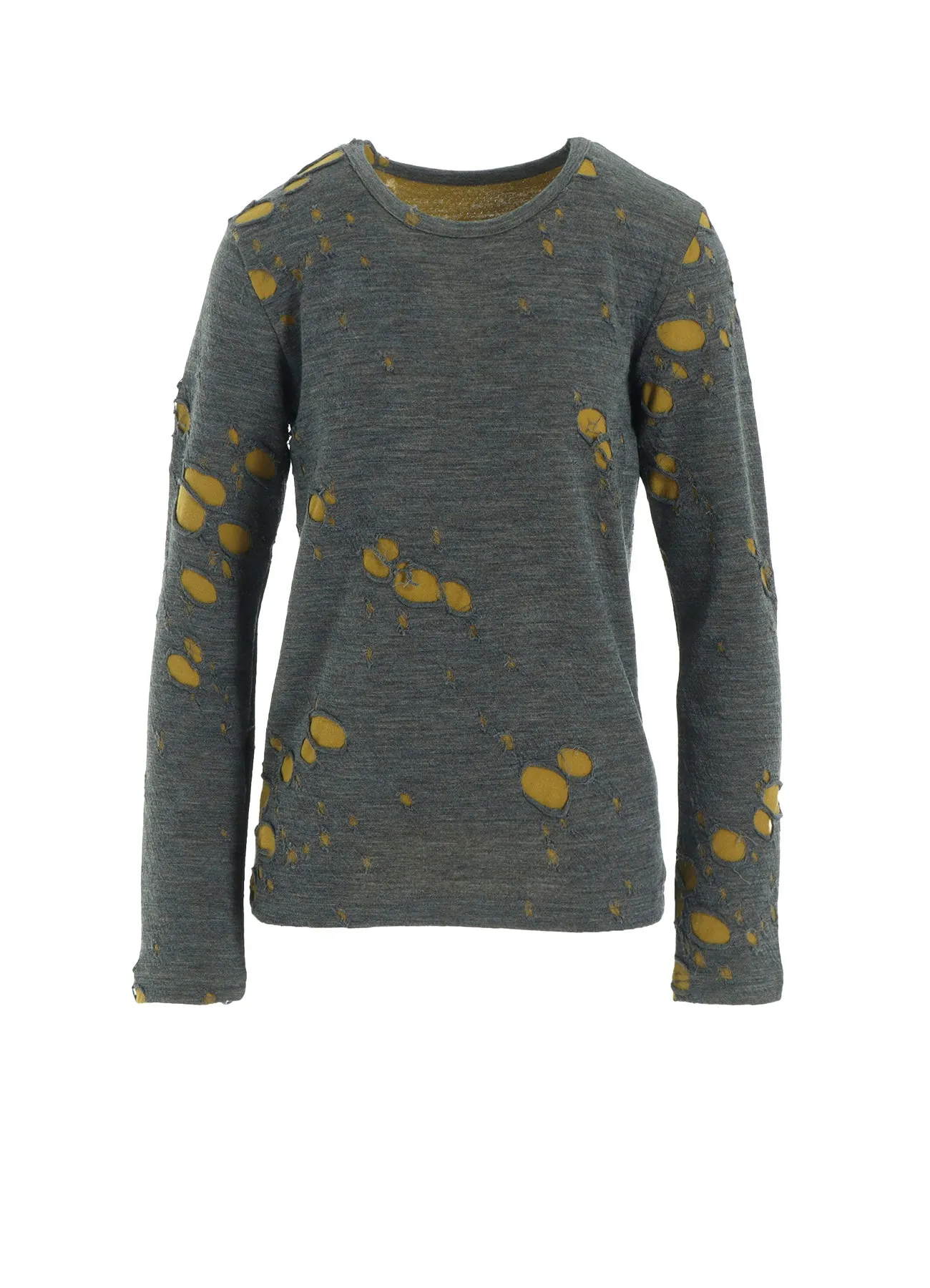 BONDED HOLE JQ ROUND NECK LONG T sold by Yohji Yamamoto