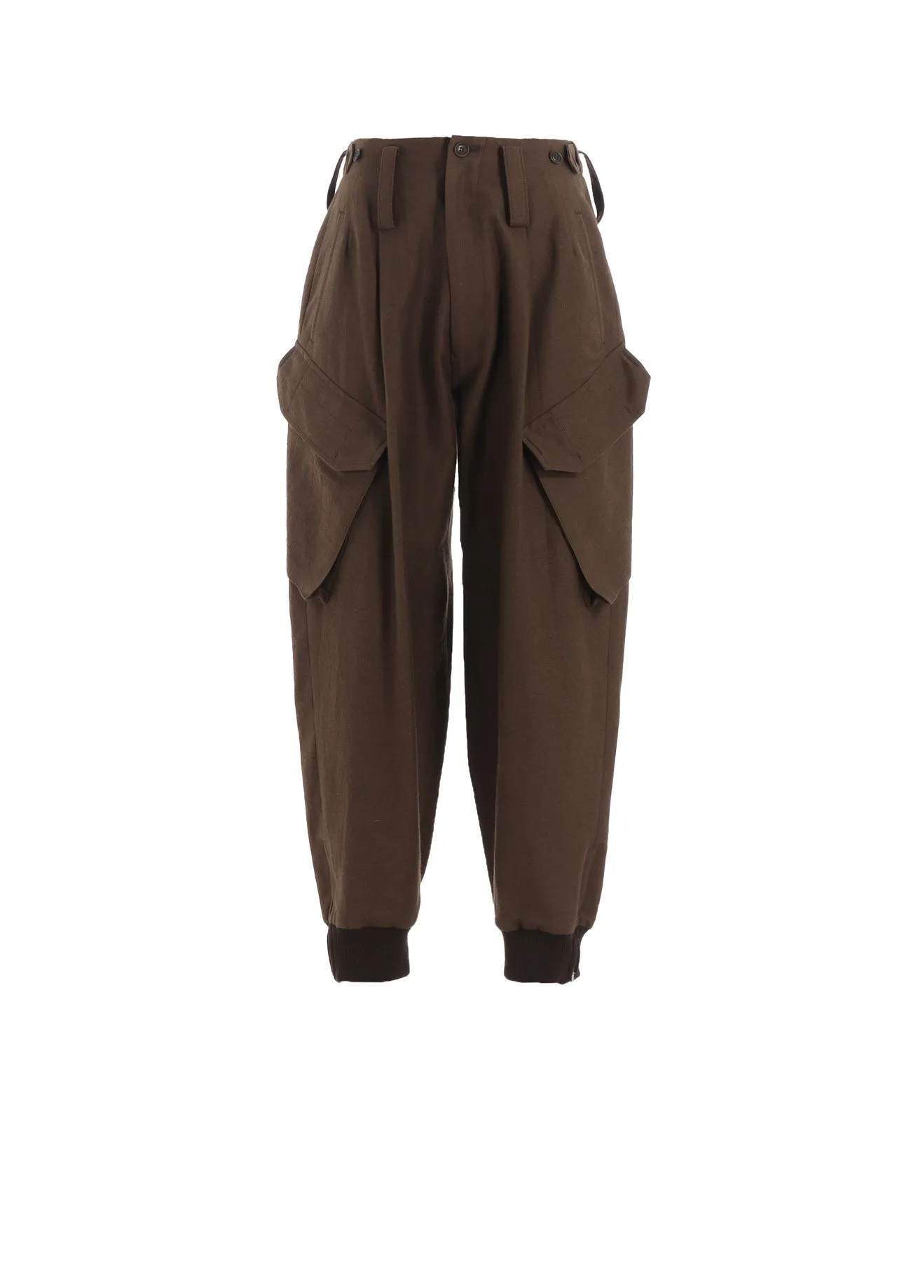 COTTON/FLAX MOLESKIN RIB HEM PANTS sold by Yohji Yamamoto