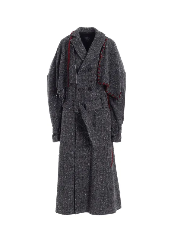 NEP TWEED TRENCH COAT WITH BELT sold by Yohji Yamamoto