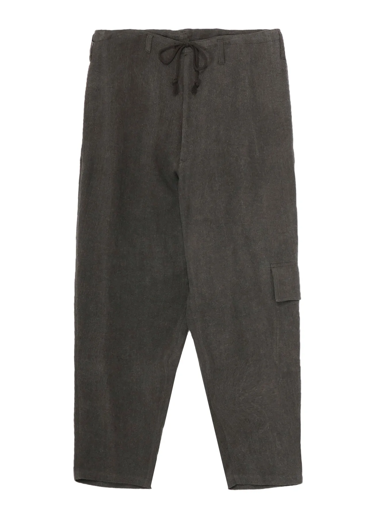 INK-DYED LINEN-WOOL VIYELLA SIDE TUCK STRING PANTS sold by Yohji Yamamoto product image thumbnail 2