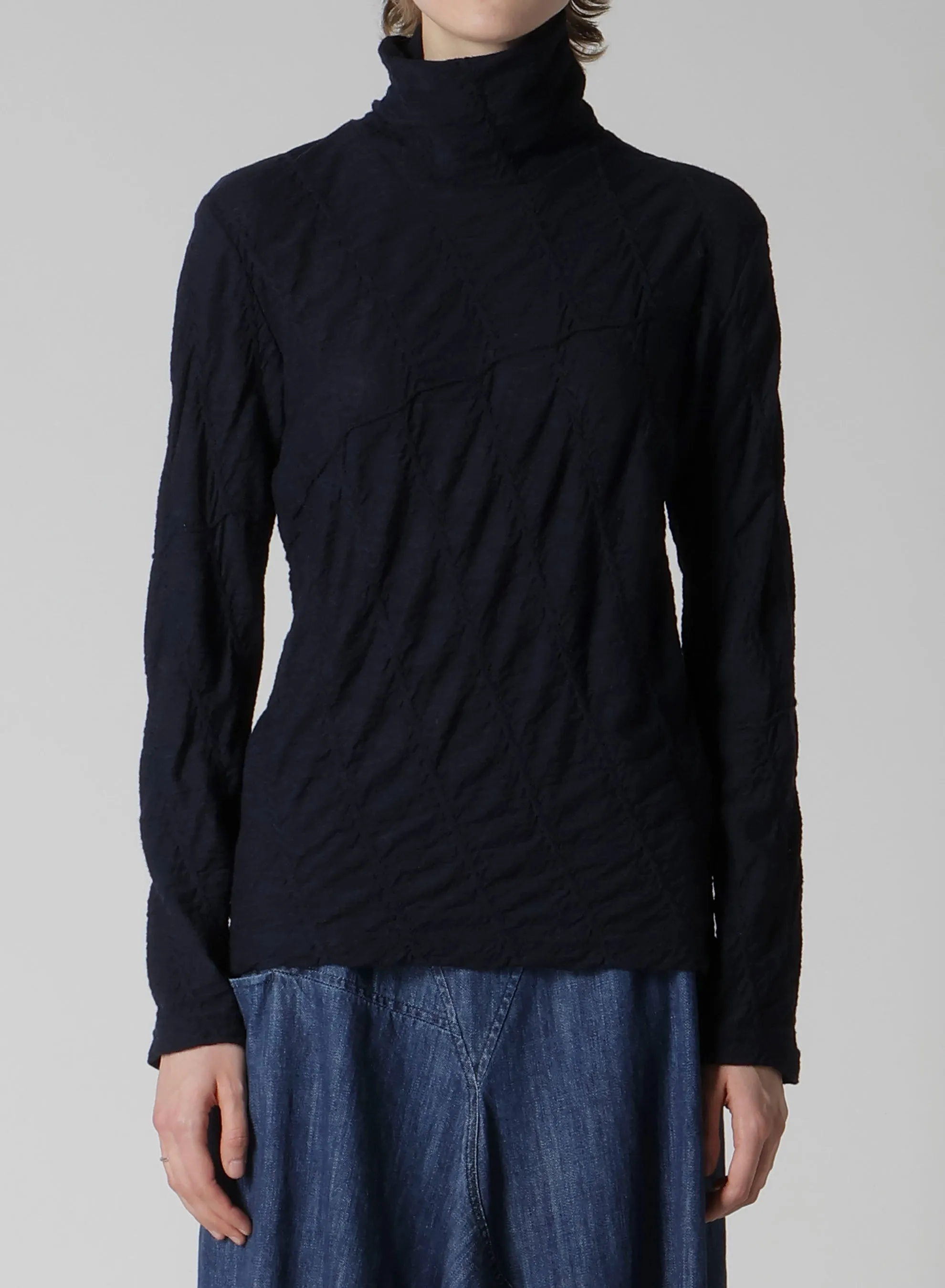 TUCKED DIAGONAL CABLE JQ HIGH NECK LONG T sold by Yohji Yamamoto product image thumbnail 4