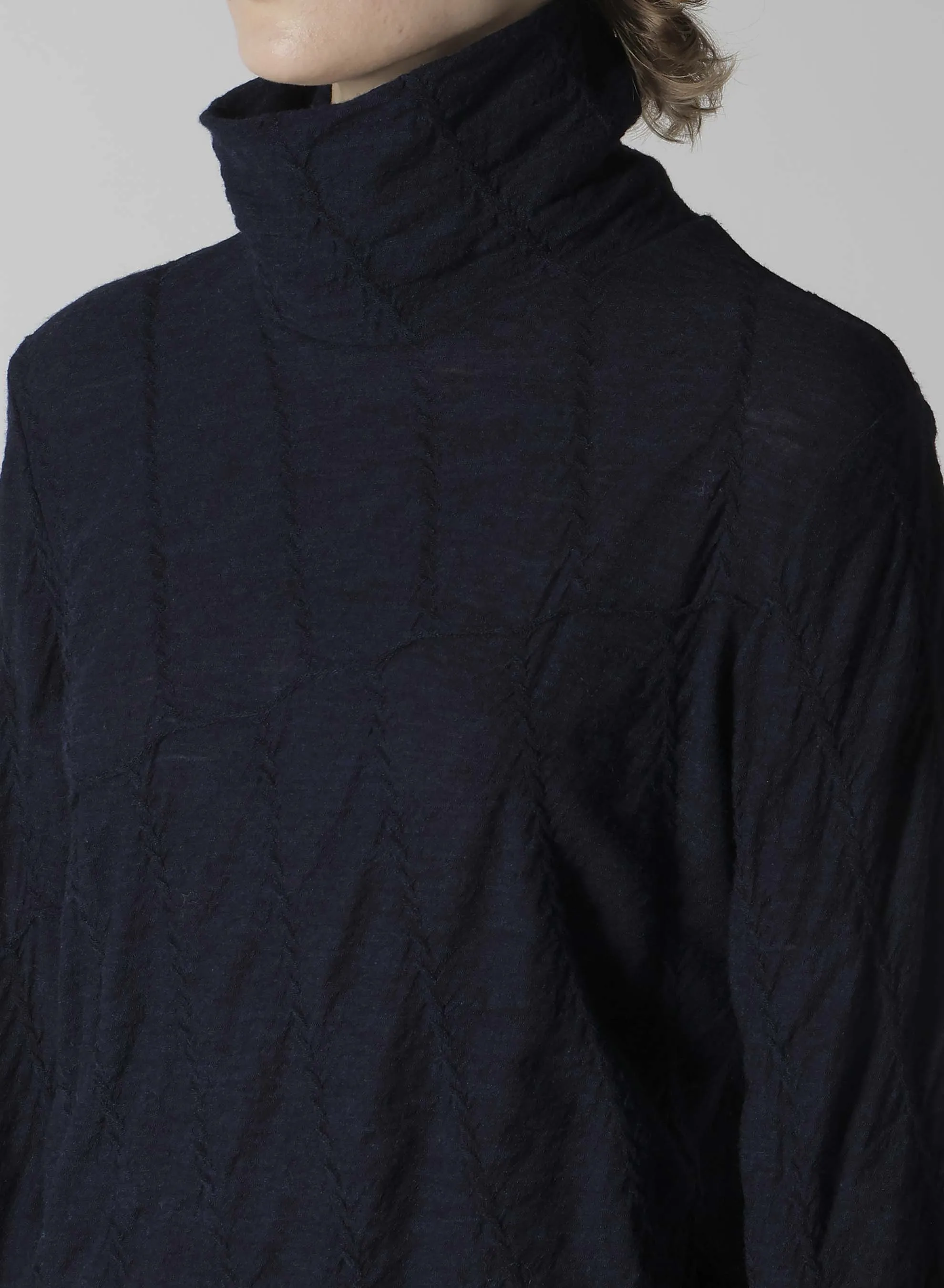 TUCKED DIAGONAL CABLE JQ HIGH NECK LONG T sold by Yohji Yamamoto product image thumbnail 5