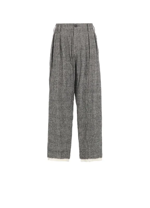 GLEN CHECK CUT-OUT HEM PANTS made by Yohji Yamamoto