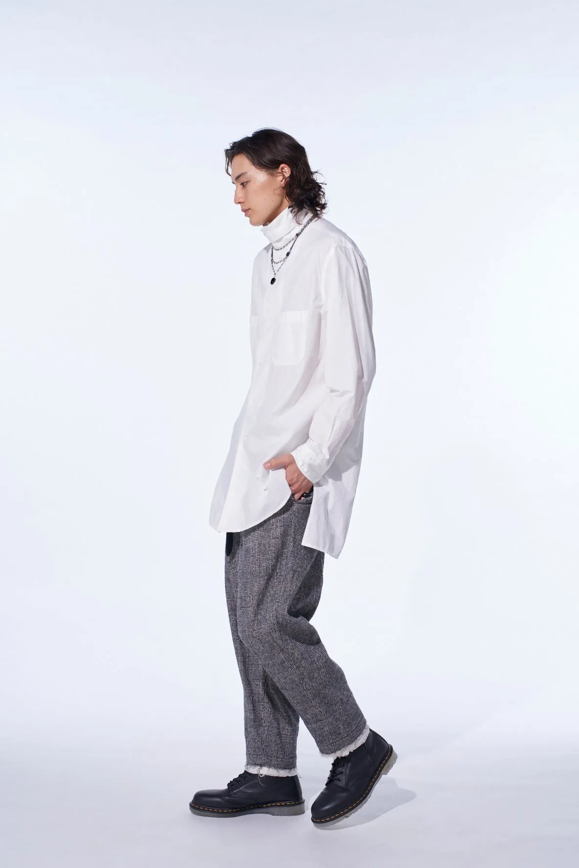 GLEN CHECK CUT-OUT HEM PANTS sold by Yohji Yamamoto product image thumbnail 3