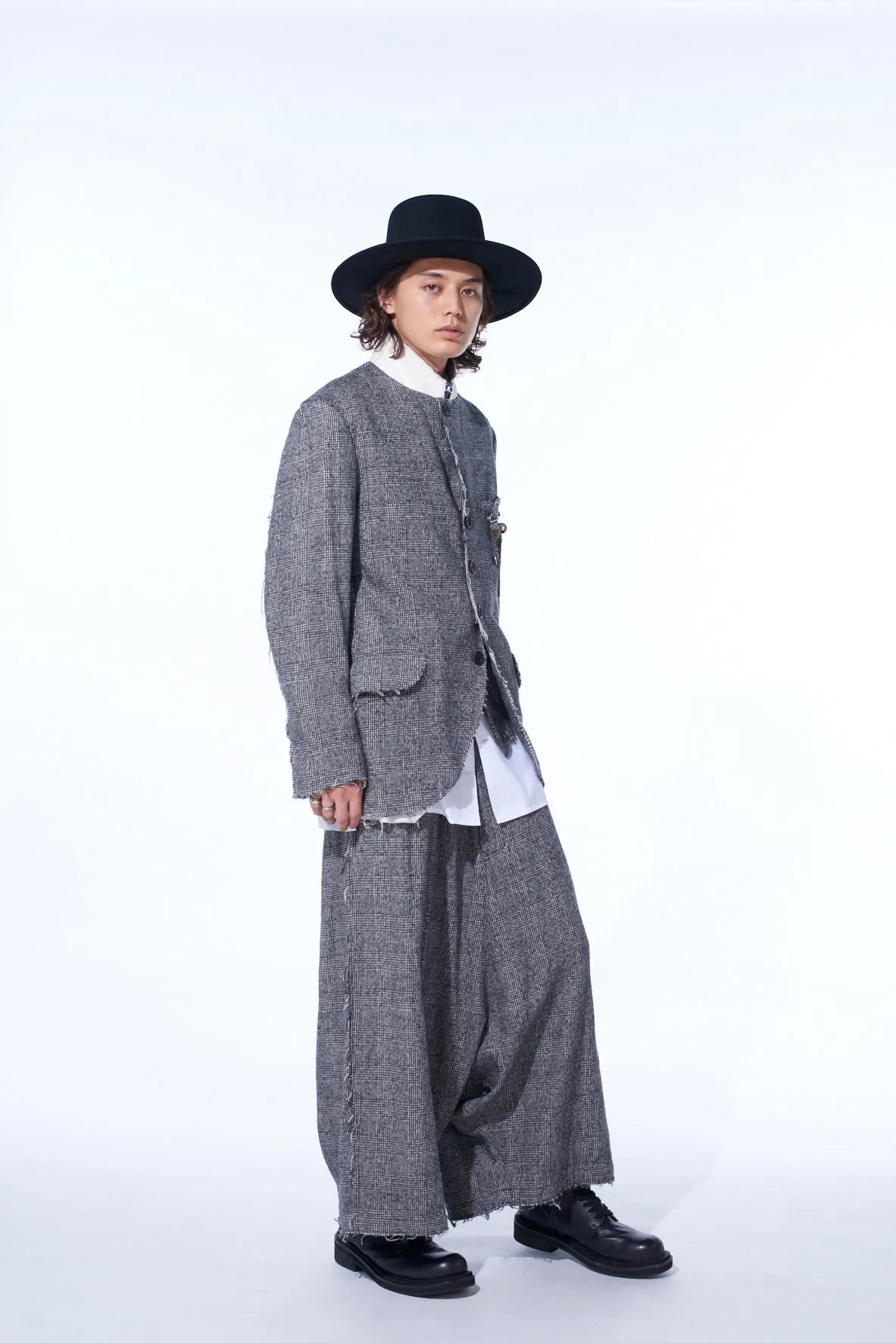 GLEN CHECK CUT-OUT HEM JACKET sold by Yohji Yamamoto product image thumbnail 5