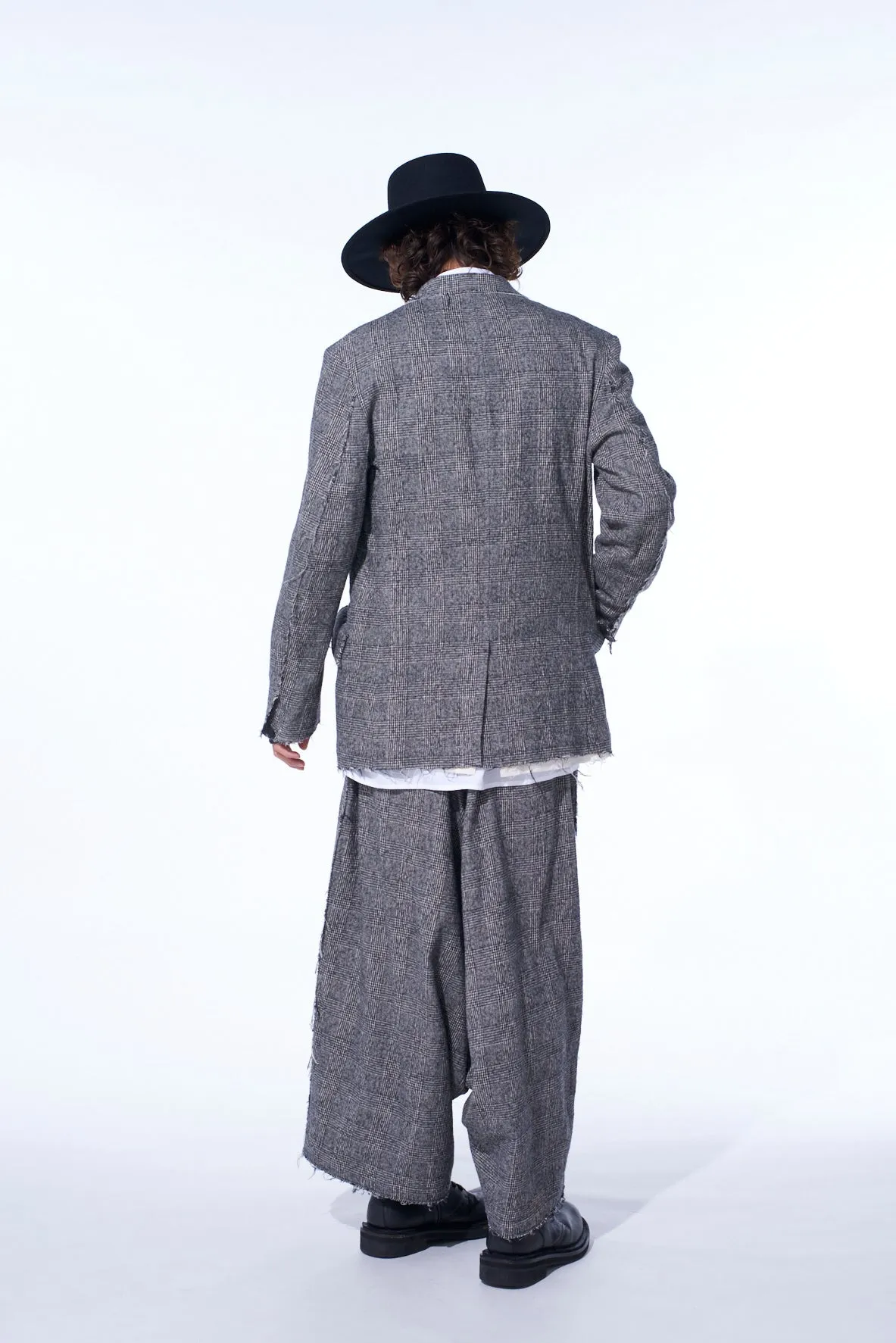 GLEN CHECK CUT-OUT HEM JACKET sold by Yohji Yamamoto product image thumbnail 4
