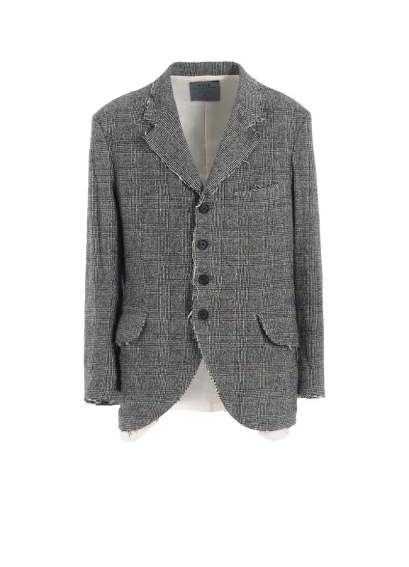 GLEN CHECK CUT-OUT HEM JACKET sold by Yohji Yamamoto
