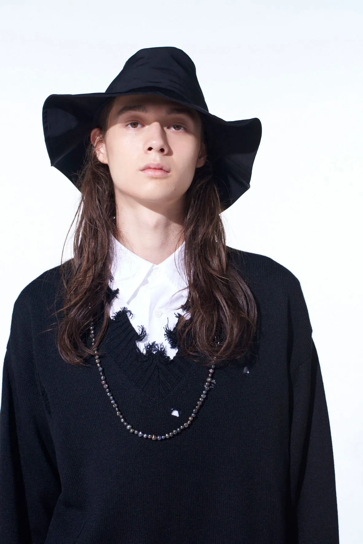 CREPE de CHINE LONG BRIM HAT sold by Yohji Yamamoto product image thumbnail 2