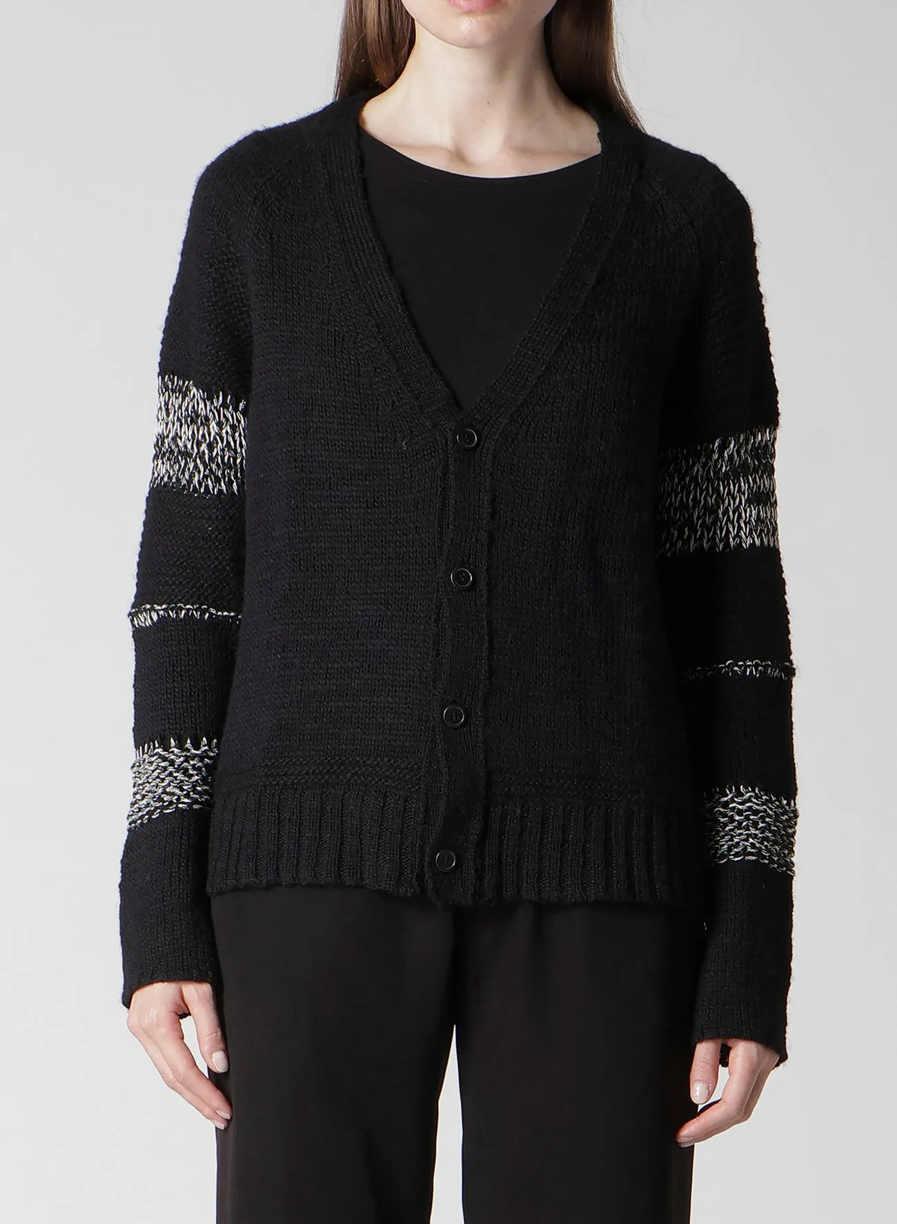 PLAIN STITCH COLOR COMBI V NECK CARDIGAN sold by Yohji Yamamoto product image thumbnail 2