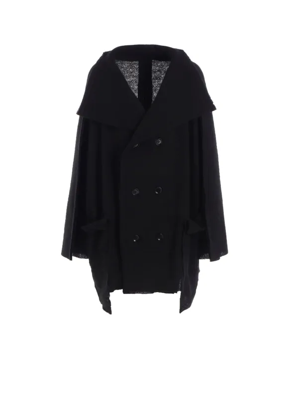 BRUSHED BOUCLE SEAM DETAIL PEA COAT sold by Yohji Yamamoto