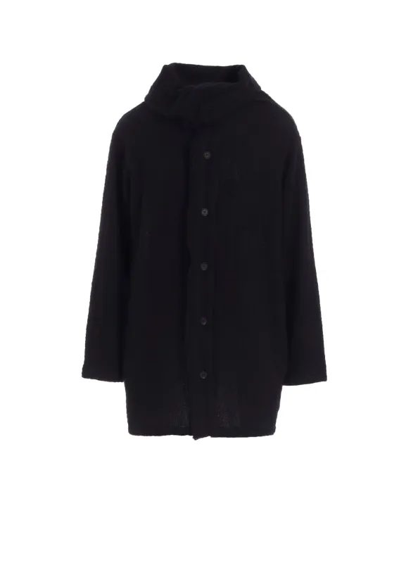 CRUSHED GLEN CHECK HIGH NECK CARDIGAN made by Yohji Yamamoto