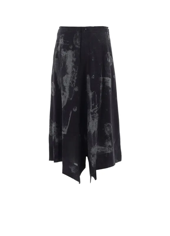 WOOL GAUZE SMUDGED POLKA DOT SLITTED RIGHT HEM PANTS made by Yohji Yamamoto