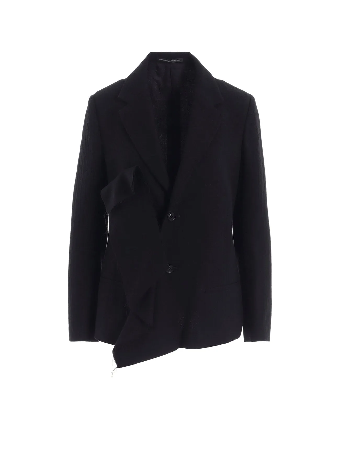 WOOL GAUZE TWILL LEFT FRONT DRAPE JACKET sold by Yohji Yamamoto