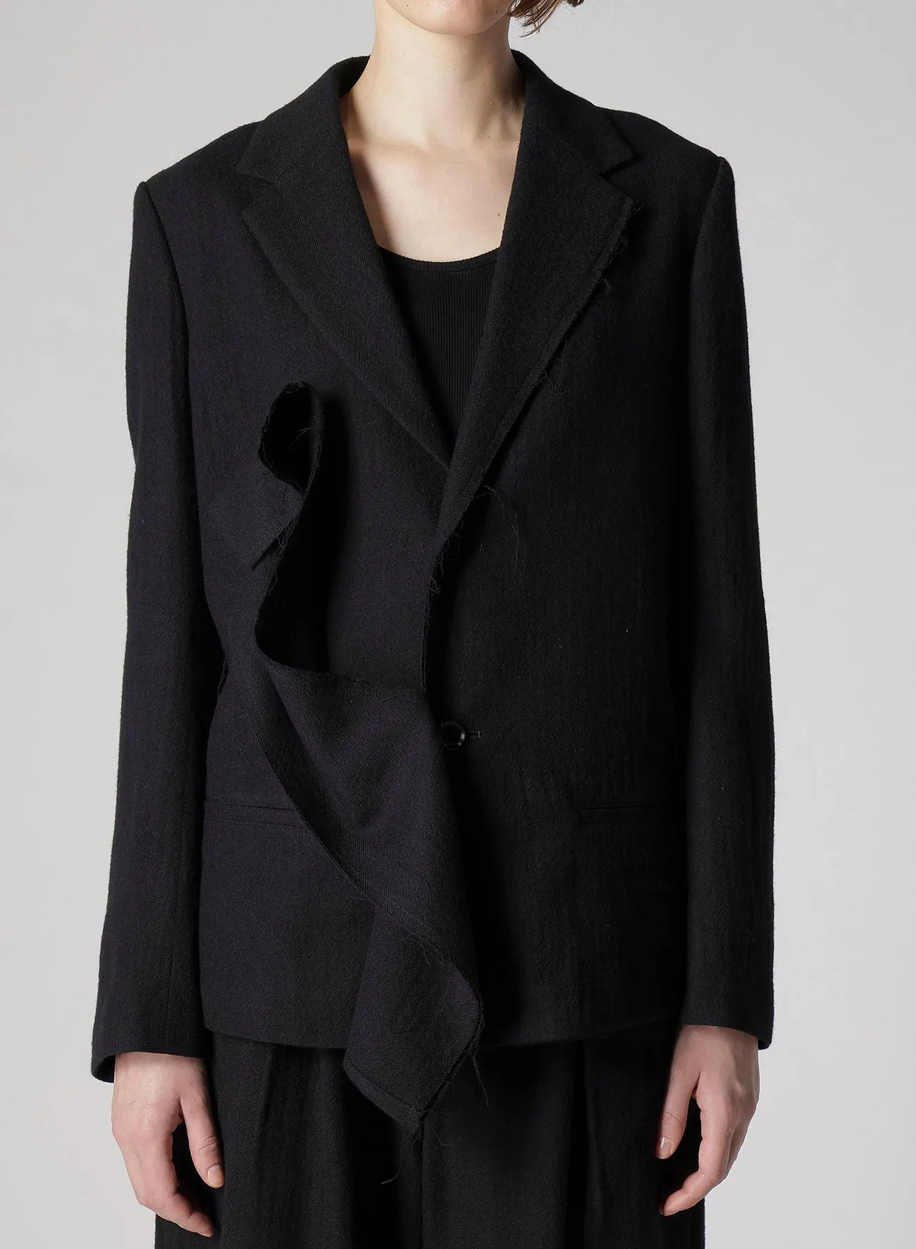 WOOL GAUZE TWILL LEFT FRONT DRAPE JACKET sold by Yohji Yamamoto product image thumbnail 5
