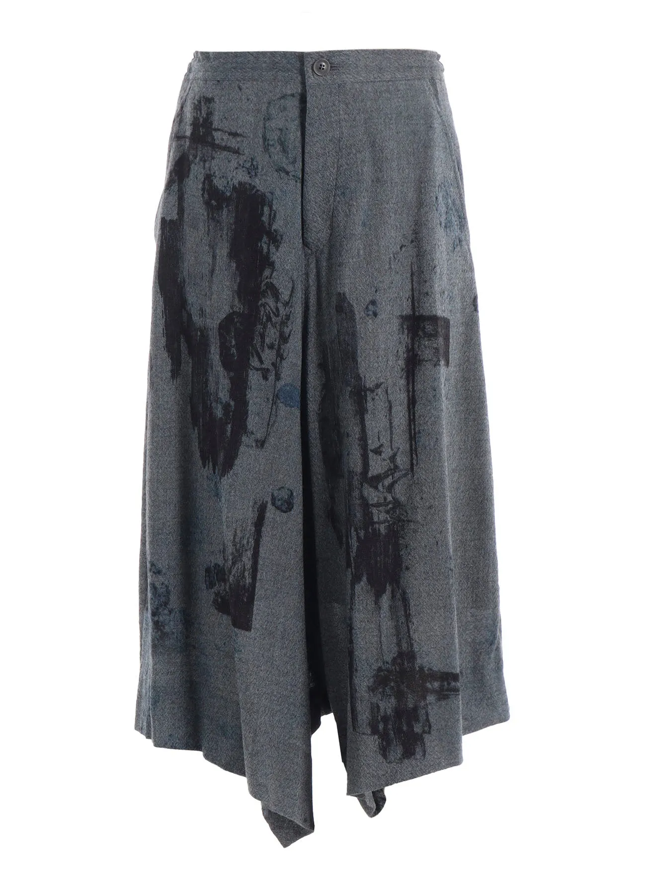 WOOL GAUZE SMUDGED POLKA DOT SLITTED RIGHT HEM PANTS sold by Yohji Yamamoto product image thumbnail 2