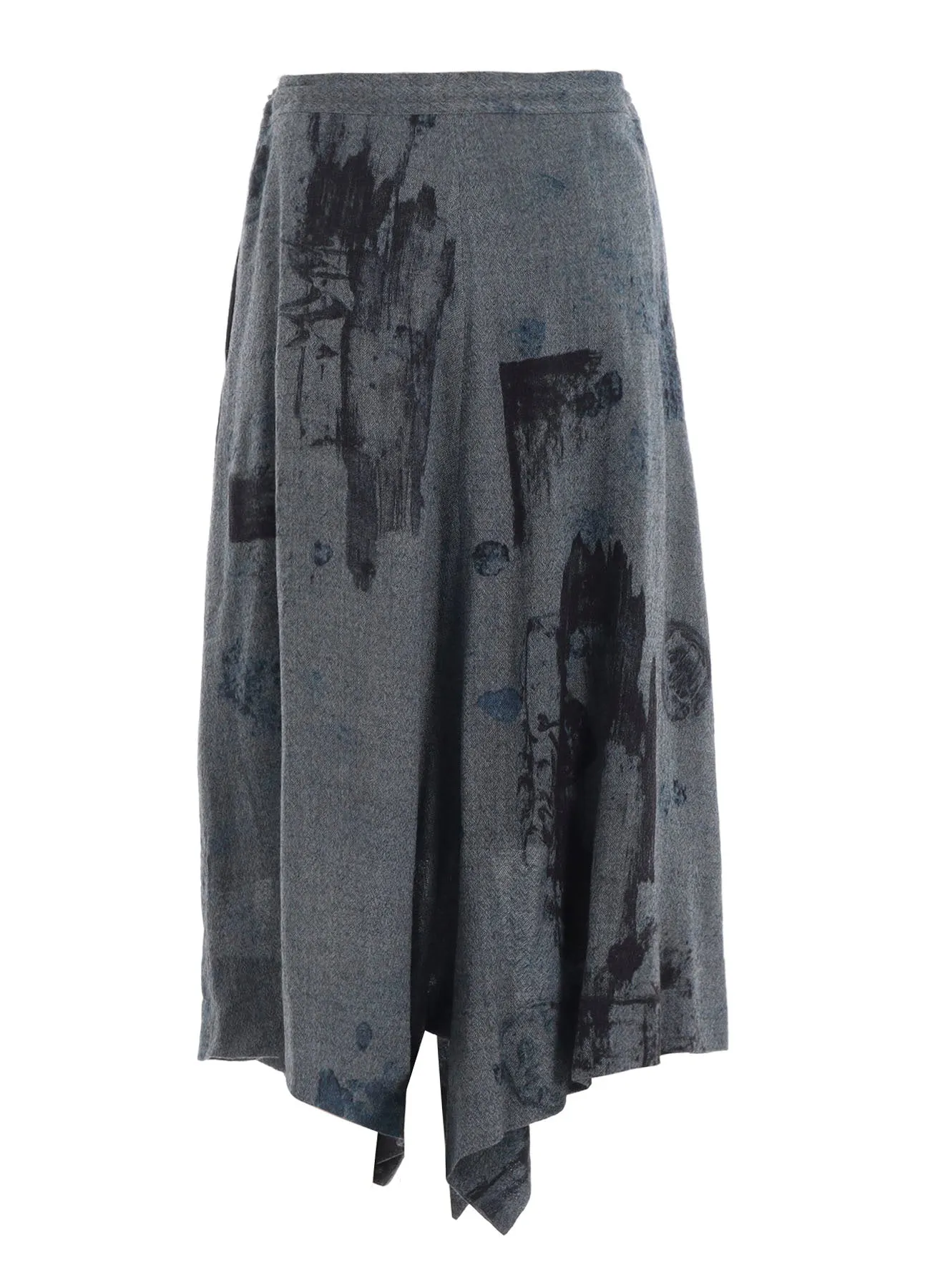 WOOL GAUZE SMUDGED POLKA DOT SLITTED RIGHT HEM PANTS sold by Yohji Yamamoto product image thumbnail 3