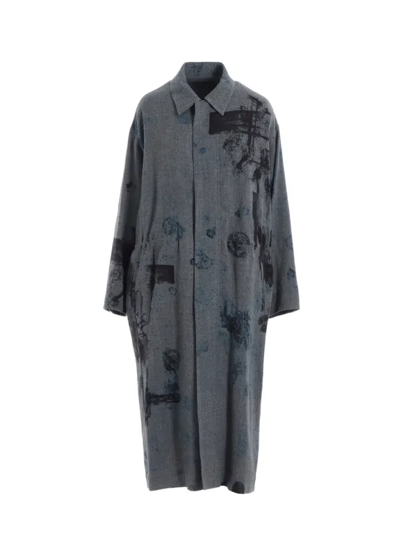 WOOL GAUZE SMUDGED POLKA DOT WAIST STRING DRESS sold by Yohji Yamamoto