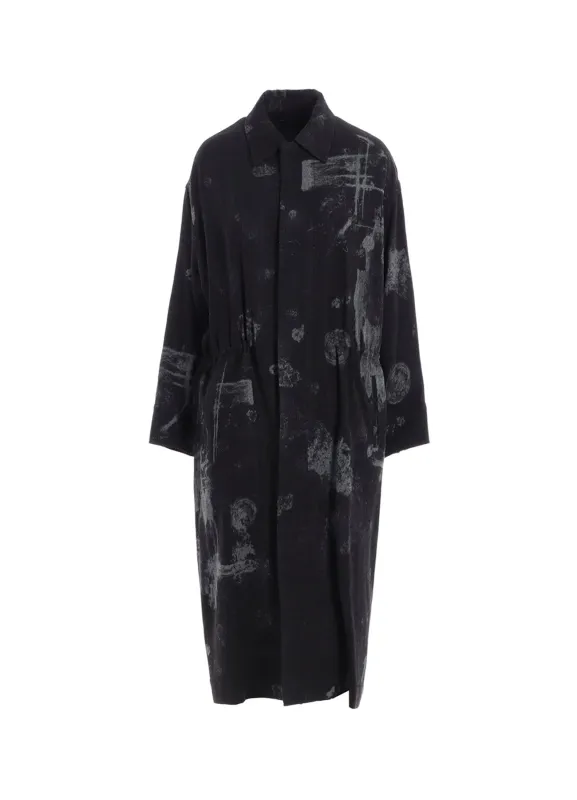 WOOL GAUZE SMUDGED POLKA DOT WAIST STRING DRESS sold by Yohji Yamamoto