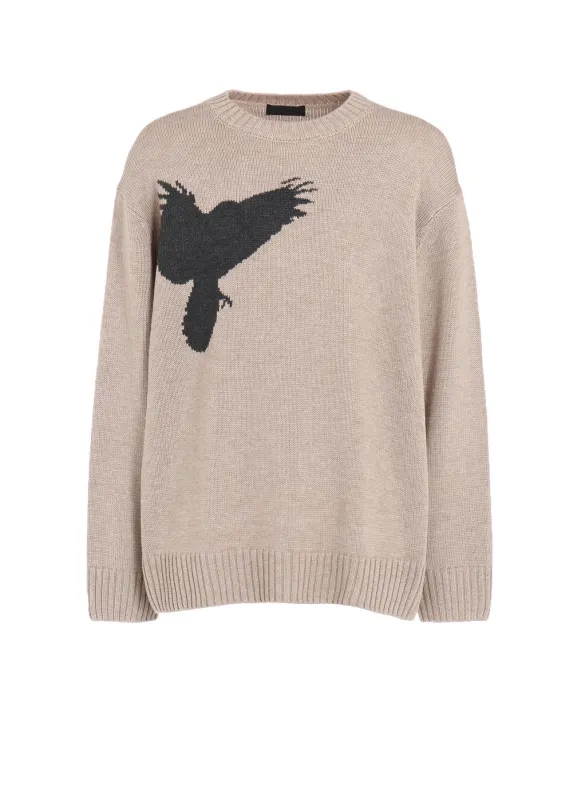 7G WOOL-BLEND INTARSIA CROW-PATTERN PULLOVER sold by Yohji Yamamoto