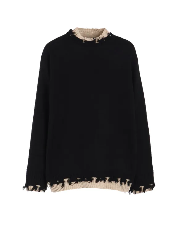 CORPILON BULKY WOOL COLOR-BLOCKED DAMAGE PULLOVER sold by Yohji Yamamoto