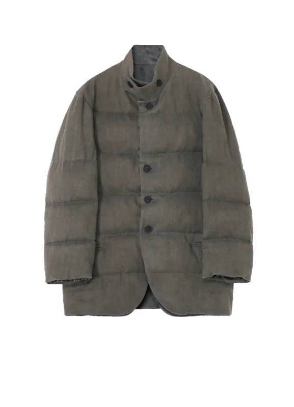 SILK LINEN INKED HORIZONTAL PADDED STAND JACKET made by Yohji Yamamoto