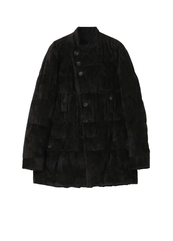 LINEN VELVET HORIZONTAL PADDED LONG JACKET sold by Yohji Yamamoto