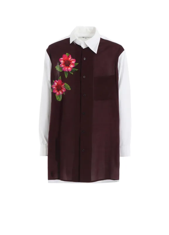 OVERSIZED SILHOUETTE SHIRT IN BROAD AND CELLULOSE – TWO FLOWERS sold by Yohji Yamamoto