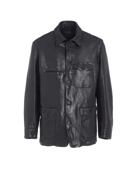 WASHED SHEEP LEATHER COVERALL WITH WORKWEAR DETAILS sold by Yohji Yamamoto