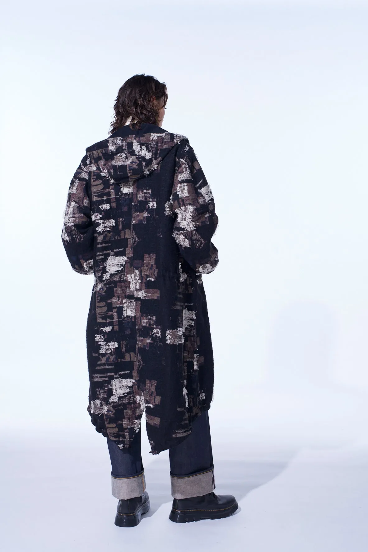PATCHWORK CUT JACQUARD HOODED COAT sold by Yohji Yamamoto product image thumbnail 4