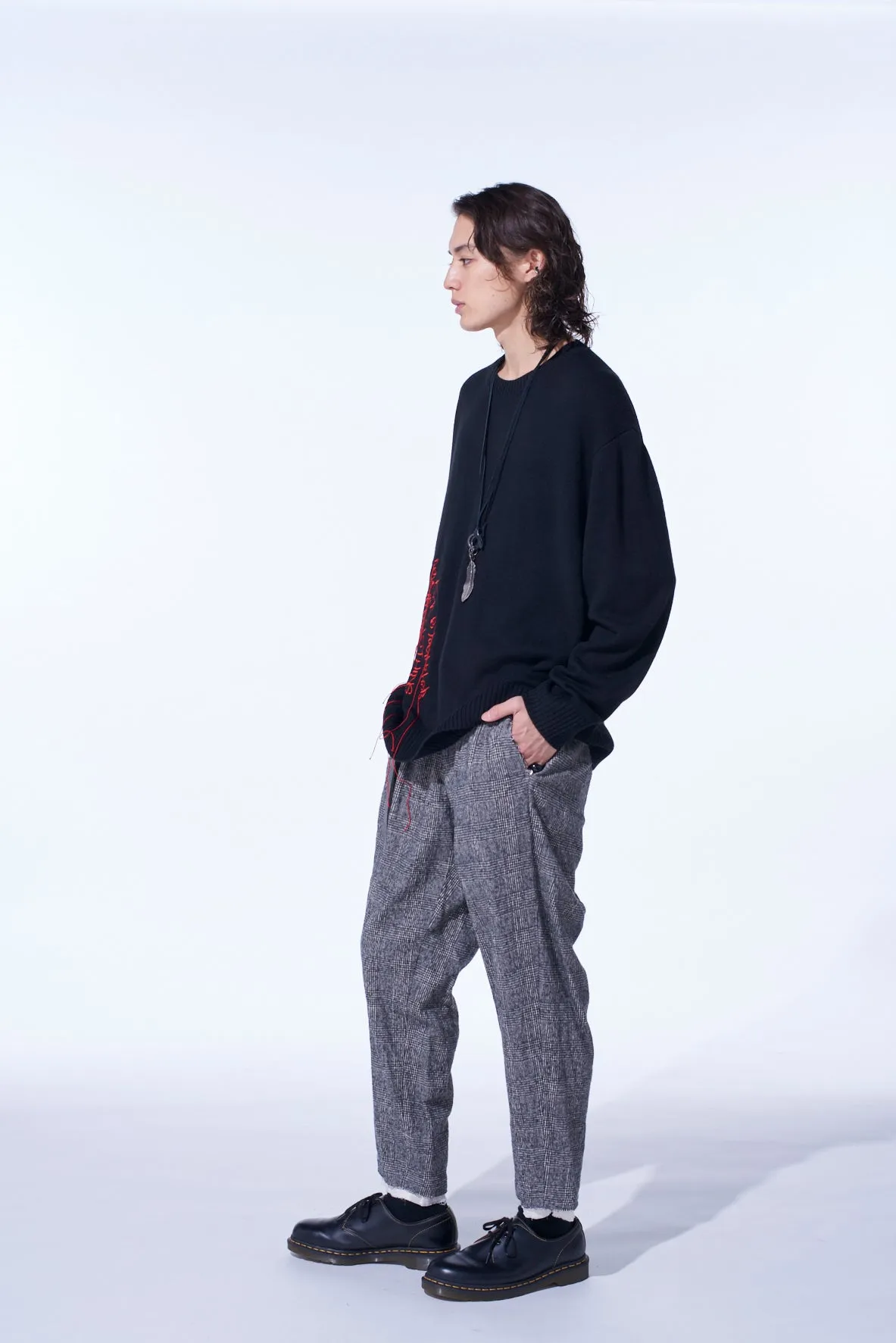 7G WOOL-BLEND INTARSIA MESSAGE PULLOVER sold by Yohji Yamamoto product image thumbnail 4