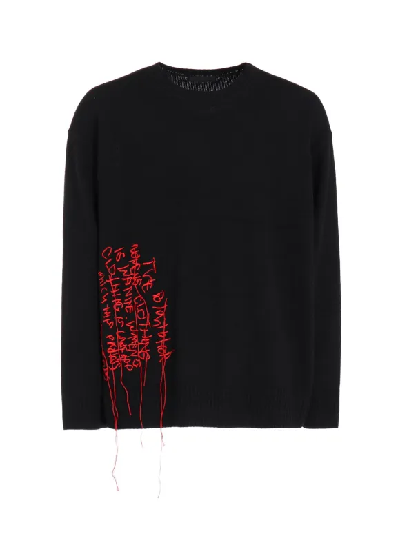 7G WOOL-BLEND INTARSIA MESSAGE PULLOVER sold by Yohji Yamamoto