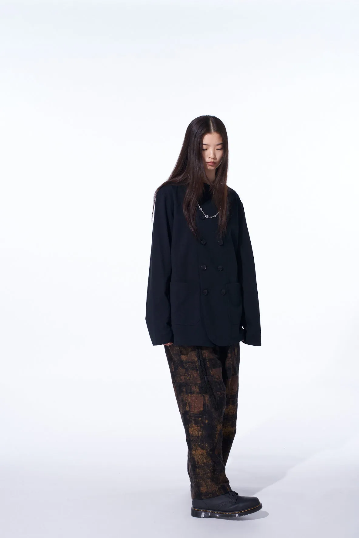 COTTON JERSEY STAND COLLAR DOUBLE JACKET sold by Yohji Yamamoto product image thumbnail 5