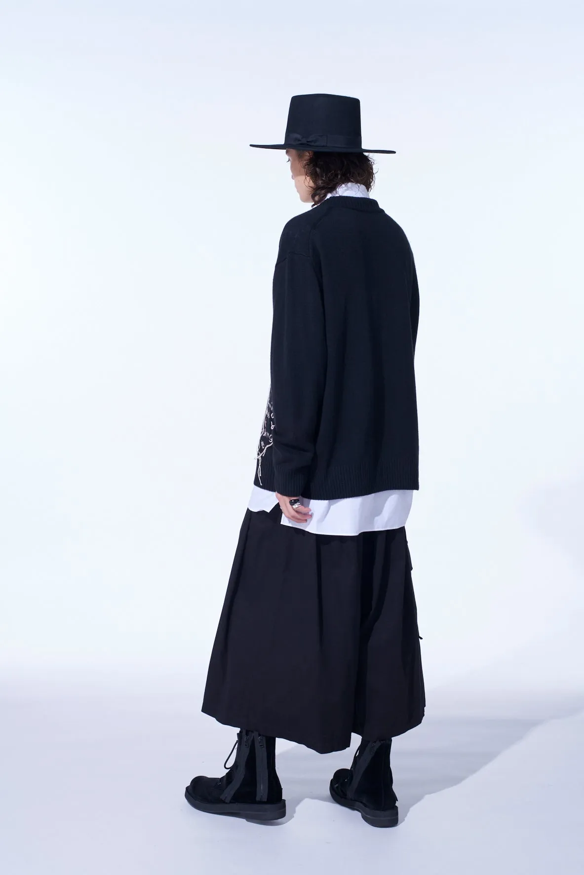 7G WOOL-BLEND INTARSIA MESSAGE CARDIGAN sold by Yohji Yamamoto product image thumbnail 4