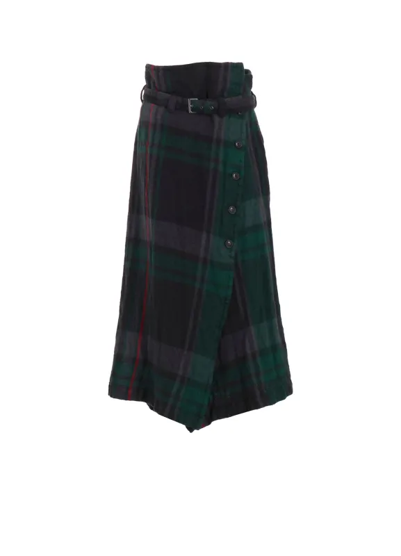 MILLED WOOL PLAID SKIRT sold by Yohji Yamamoto