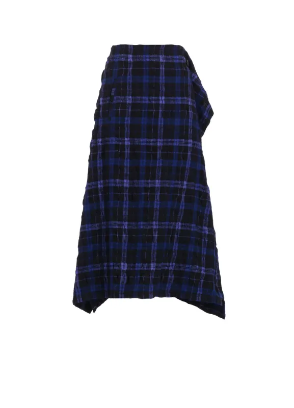 MILLED WOOL COTTON PLAID SKIRT sold by Yohji Yamamoto