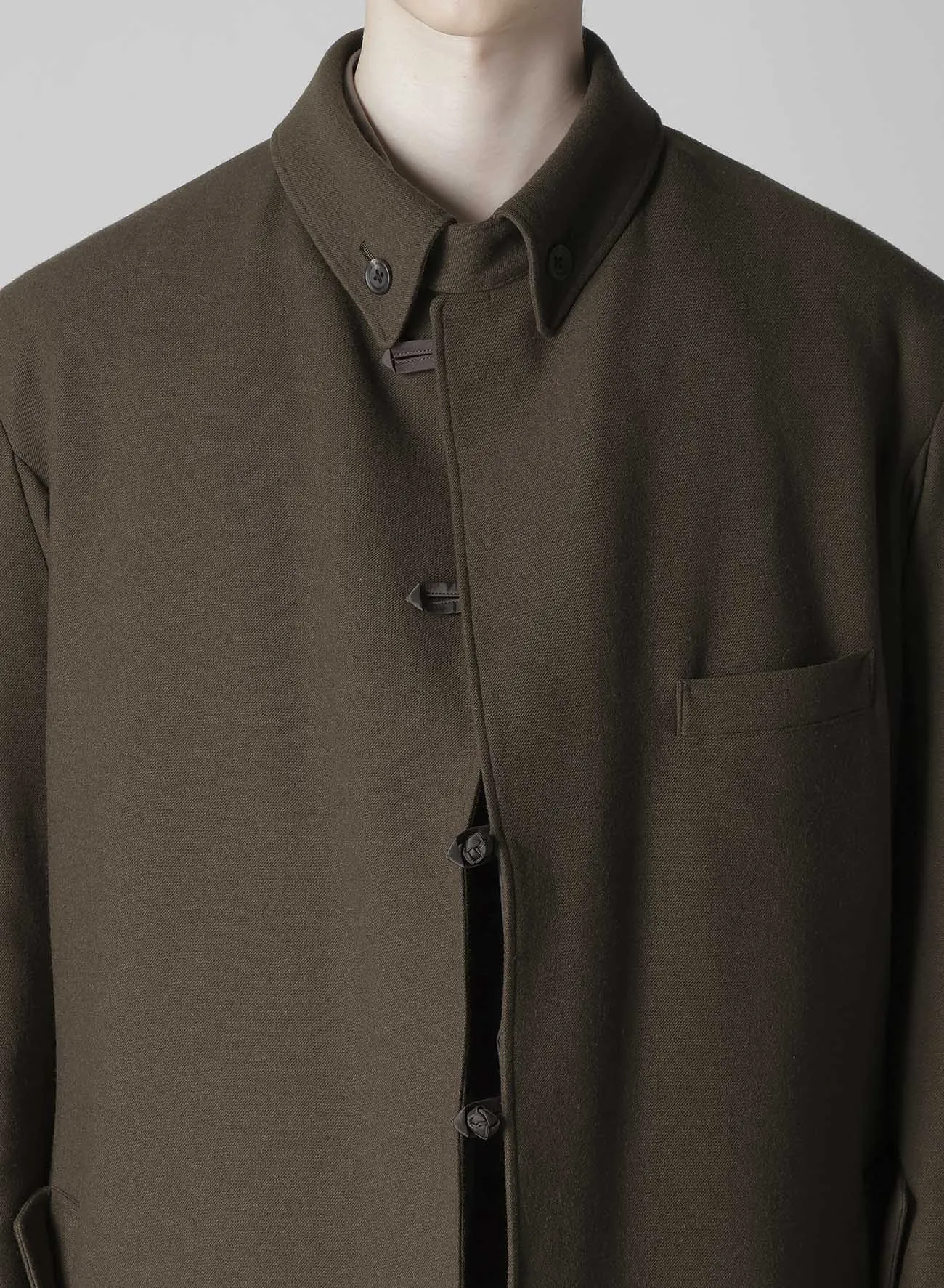 FLANNEL KHAKI BELTED LONG JACKET WITH LINER sold by Yohji Yamamoto product image thumbnail 5