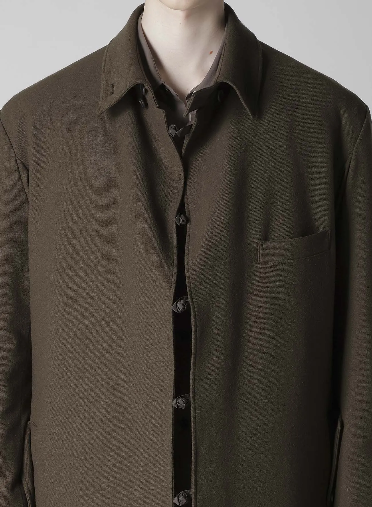 FLANNEL KHAKI BELTED LONG JACKET WITH LINER sold by Yohji Yamamoto product image thumbnail 3