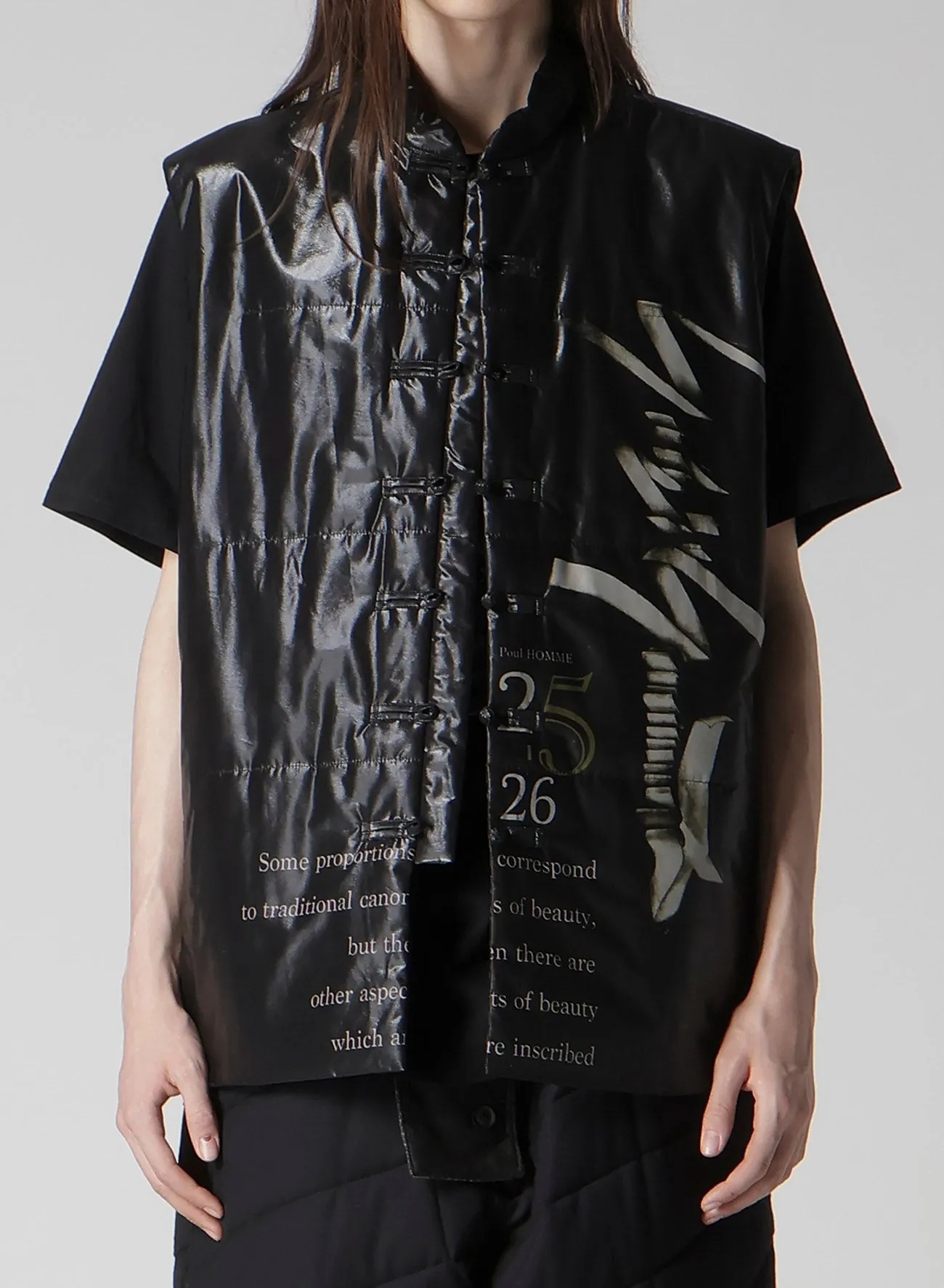 PAPER LOGO PRINTED CHINESE COLLAR VEST sold by Yohji Yamamoto product image thumbnail 2