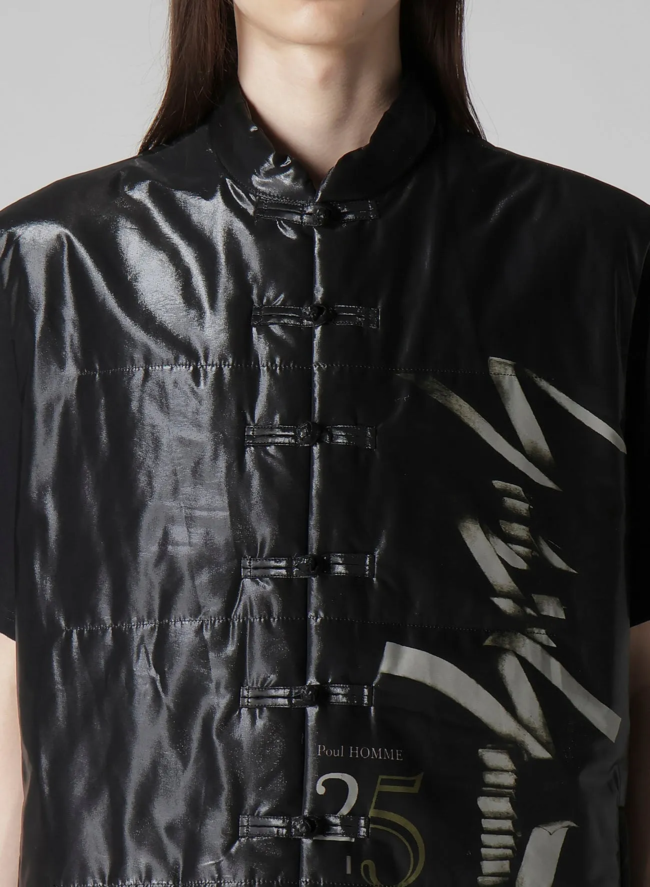 PAPER LOGO PRINTED CHINESE COLLAR VEST sold by Yohji Yamamoto product image thumbnail 3